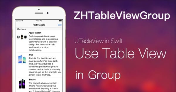 托管UITableView多样式cell的第三方库ZHTableViewGroup